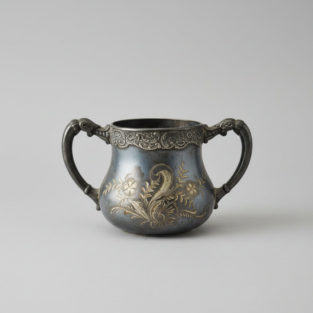 Antique Silverplate Sugar Bowl | Homan Mfg Co No. 2026 | Dark Patina Gothic Decor | Circa 1904