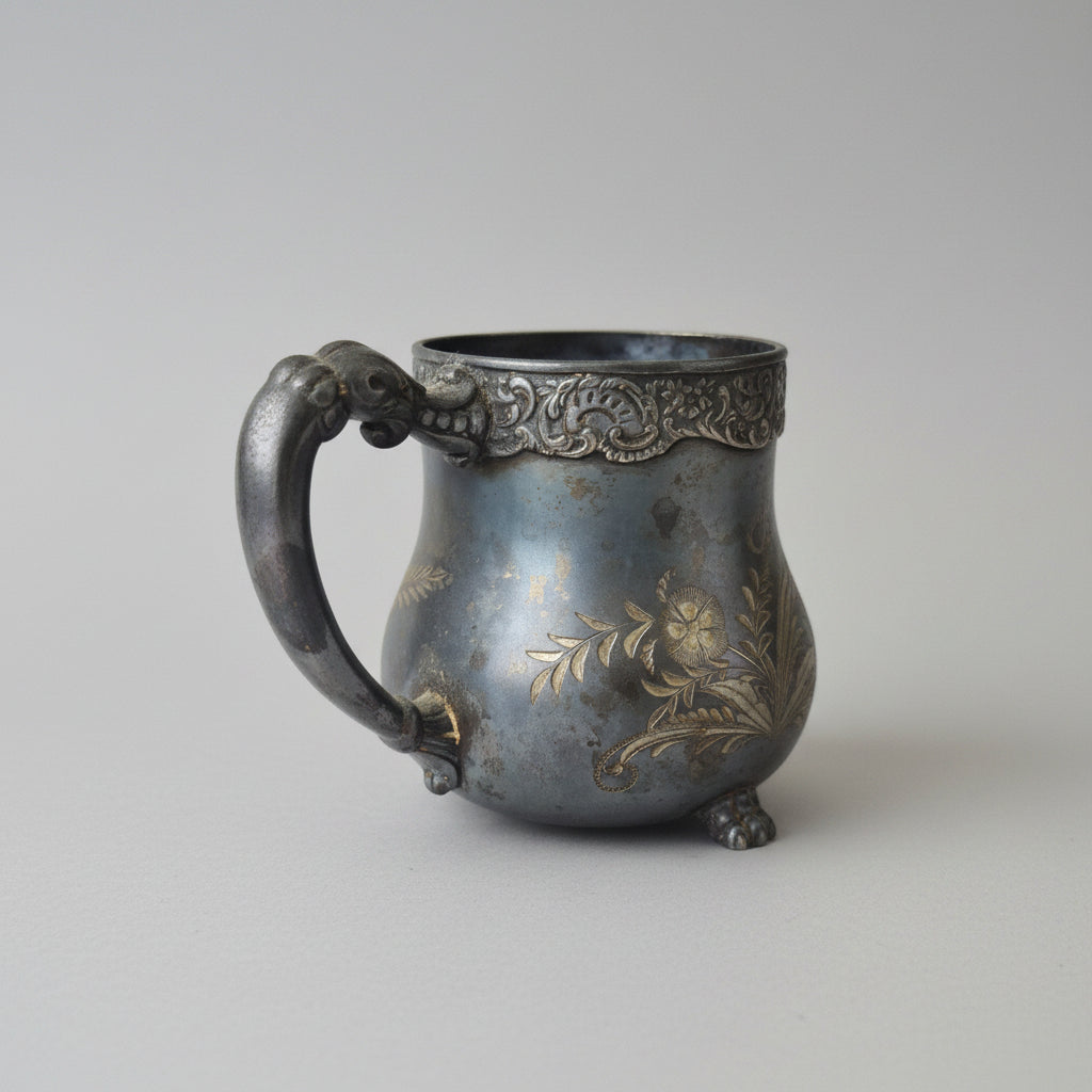 Antique Silverplate Sugar Bowl | Homan Mfg Co No. 2026 | Dark Patina Gothic Decor | Circa 1904
