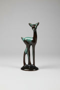 Mid-Century Blue Mountain Pottery Standing Fawn – Iconic Green & Black Drip Glaze Ceramic Deer